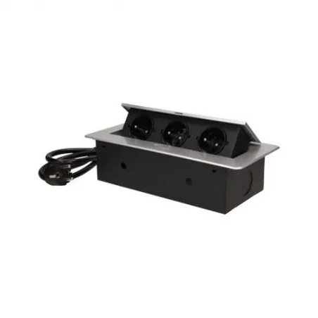 Gniazda-meblowe - gniazdo blatowe chowane z płaskim frezowanym rantem 3x2p+z 2500w or-ae-1337/g orno 