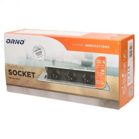 Gniazda-meblowe - gniazdo meblowe wpuszczane w blat schuko z płaskim i frezowanym rantem 2500w 3x2p+z or-ae-1337/g(gs) orno 
