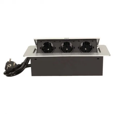 Gniazda-meblowe - gniazdo meblowe wpuszczane w blat schuko z płaskim i frezowanym rantem 2500w 3x2p+z or-ae-1337/g(gs) orno 