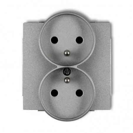 Gniazda-podwojne-podtynkowe - podwójne gniazdo srebrne z uziemieniem 7dgpr-2z deco karlik 