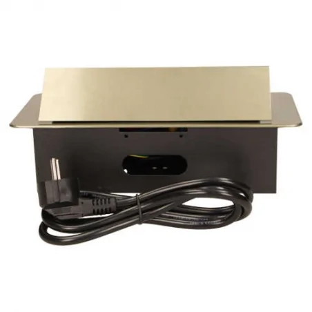 Gniazda-meblowe - gniazdo blatowe wpuszczane mosiądz 3x2p+z z płaskim frezowanym rantem+przewód or-ae-1337/br orno 