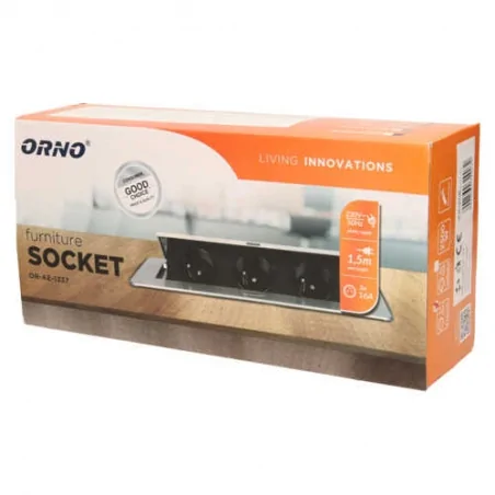 Gniazda-meblowe - gniazdo blatowe wpuszczane mosiądz 3x2p+z z płaskim frezowanym rantem+przewód or-ae-1337/br orno 