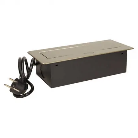 Gniazda-meblowe - gniazdo blatowe wpuszczane mosiądz 3x2p+z z płaskim frezowanym rantem+przewód or-ae-1337/br orno 