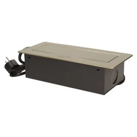 Gniazda-meblowe - gniazdo blatowe wpuszczane mosiądz 3x2p+z z płaskim frezowanym rantem+przewód or-ae-1337/br orno 