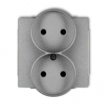 Gniazda-podwojne-podtynkowe - gniazdo podwójne srebrne bez uziemienia 7dgpr-2 deco karlik 