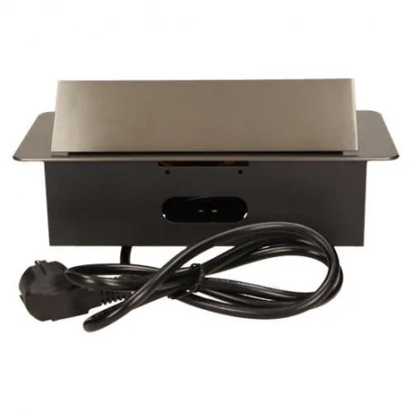 Gniazda-meblowe - gniazdo meblowe grafitowe chowane w blat z płaskim frezowanym rantem 3x2p+z or-ae-1337/gr orno 