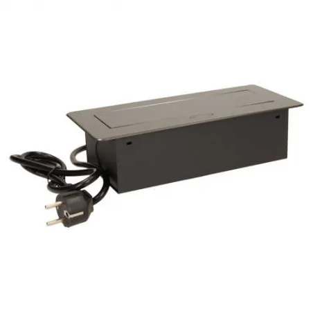 Gniazda-meblowe - gniazdo meblowe grafitowe chowane w blat z płaskim frezowanym rantem 3x2p+z or-ae-1337/gr orno 