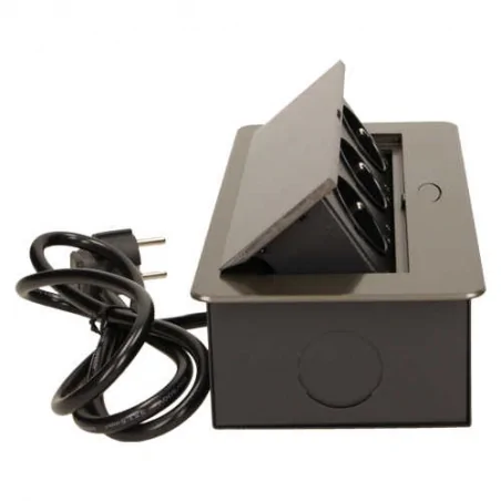 Gniazda-meblowe - gniazdo meblowe grafitowe chowane w blat z płaskim frezowanym rantem 3x2p+z or-ae-1337/gr orno 