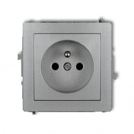 Gniazda-wlaczniki-i-akcesoria - pojedyncze srebrne gniazdo z uziemieniem 7dgp-1z deco karlik 