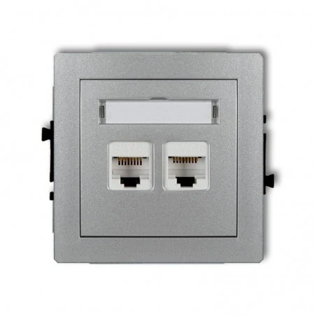 Gniazda-komputerowe - podwójne gniazdo komputerowe rj45 srebrny metalik 5e 7dgk-2 deco karlik 