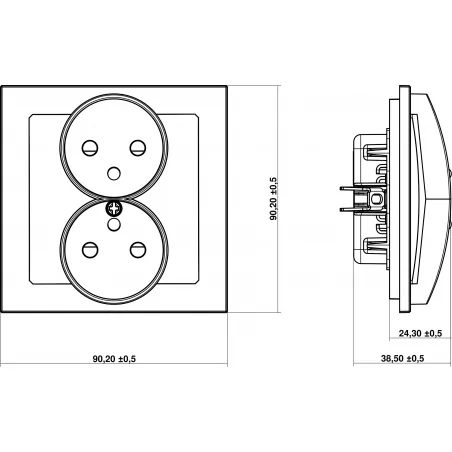 Gniazda-podwojne-podtynkowe - gniazdo elektryczne podwójne z uziemieniem grafitowy mat 28dgprso-2z deco soft karlik 
