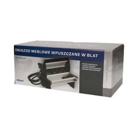 Gniazda-meblowe - gniazdo meblowe wpuszczane w blat ze szczotką przeciwkurzową i przewodem 3x2p+z 1,8m or-ae-1361 orno 