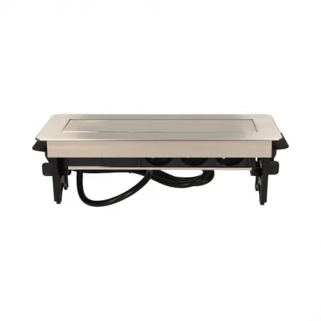 Gniazda-meblowe - gniazdo blatowe potrójne w niklowanej obudowie z ładowarką usb i przewodem 1,8m or-ae-1364 orno 