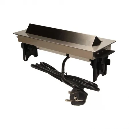 Gniazda-meblowe - gniazdo blatowe potrójne w niklowanej obudowie z ładowarką usb i przewodem 1,8m or-ae-1364 orno 