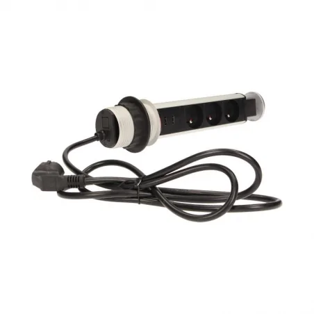 Gniazda-meblowe - gniazdo blatowe wysuwane z ładowarką usb i przewodem 3x2p+z or-ae-1349 orno 
