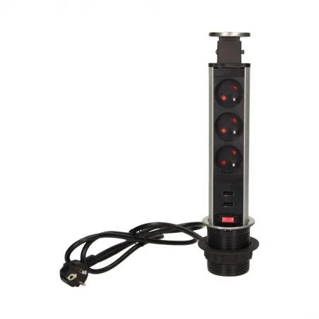 Gniazda-meblowe - gniazdo meblowe wysuwane z blatu z przewodem 1,8m 3x2p+z or-ae-1350 orno 