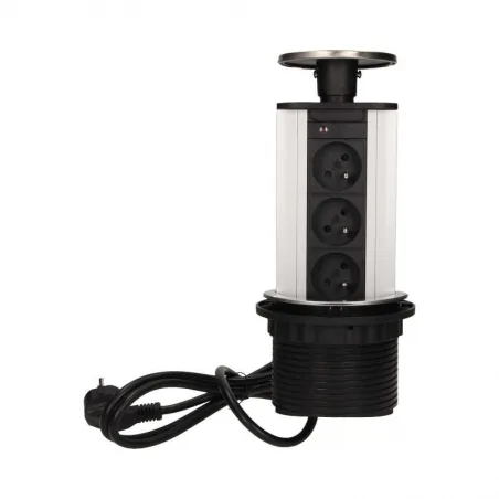 Gniazda-meblowe - gniazdo meblowe wysuwane z blatu z przewodem 3x2p+z inox or-ae-1352 orno 