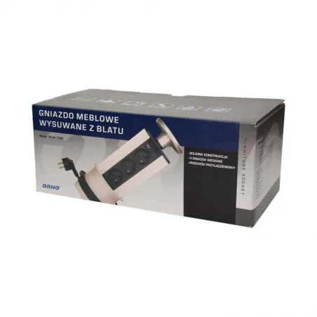 Gniazda-meblowe - gniazdo meblowe wysuwane z blatu z ładowarką usb i przewodem or-ae-1354 orno 