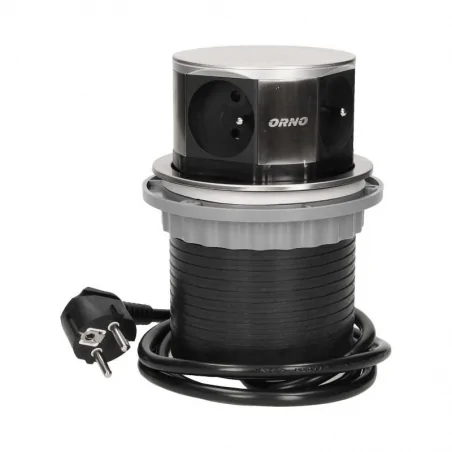 Gniazda-meblowe - gniazdo meblowe chowane w blat z przewodem inox or-ae-1380 orno 