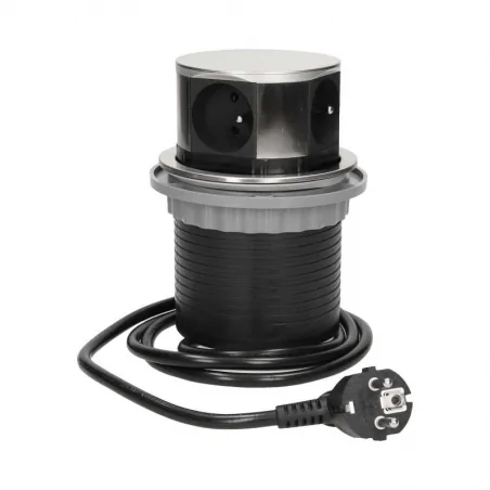 Gniazda-meblowe - gniazdo meblowe chowane z dwoma wejściami usb i przewodem 3x2p+z inox or-ae-1381 orno 