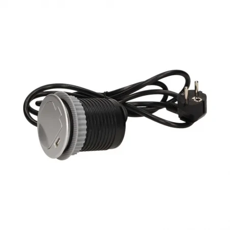Gniazda-meblowe - gniazdo meblowe wpuszczane w blat pojedyncze z pokrywką i ładowarką usb 1x2p+z or-ae-1373 orno 