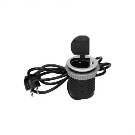 Gniazda-meblowe - gniazdo blatowe pojedyncze wejściem usb i przewodem w wersji schuko or-ae-1373(gs) orno 