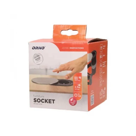 Gniazda-meblowe - gniazdo meblowe wpuszczane w blat z przesuwaną pokrywką usb 1x2p+z or-ae-13124 orno 
