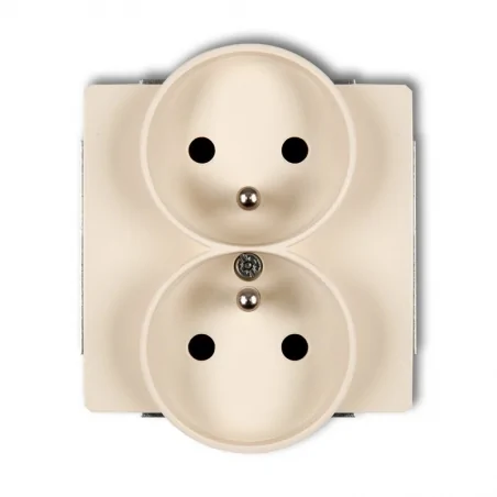 Gniazda-podwojne-podtynkowe - gniazdo elektryczne beżowe z uziemieniem do ramek deco soft 1dgprso-2z karlik 