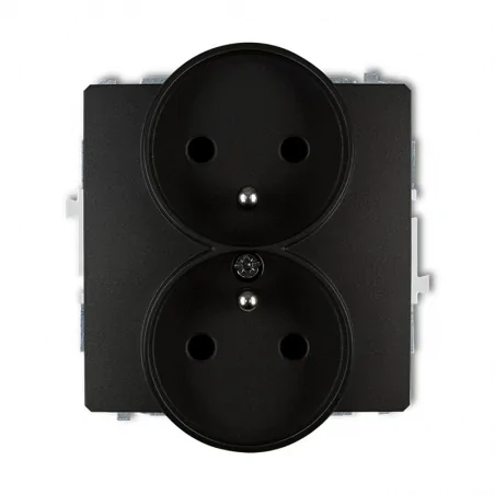 Gniazda-podwojne-podtynkowe - czarne gniazdo elektryczne podwójne z uziemieniem do ramek deco soft 12dgprso-2z karlik 