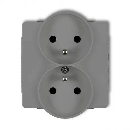 Gniazda-podwojne-podtynkowe - szare gniazdo elektryczne podwójne z uziemieniem do ramek deco soft 27dgprso-2z karlik 