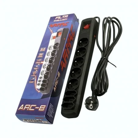 Listwy-zasilajace - armac arc8 listwa przepięciowa 8 gniazd 3 metry czarna 