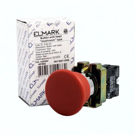 Wylaczniki-awaryjne - przycisk awaryjny dłoniowy grzybek  czerwony nc elmark el 2-bc 42 