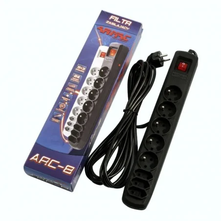 Listwy-zasilajace - listwa przepięciowa z przewodem 5 metrów 5+3 gniazda  czarna armac arc-8 