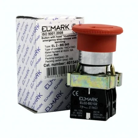 Wylaczniki-awaryjne - przycisk  dłoniowy awaryjny z blokadą grzybek  el 2-bs 545 no+nc 