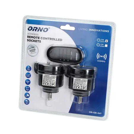Zestawy-sterowania-bezprzewodowego - bezprzewodowy zestaw gniazd na pilot czarny or-gb-441 ip44 2+1 minit orno 