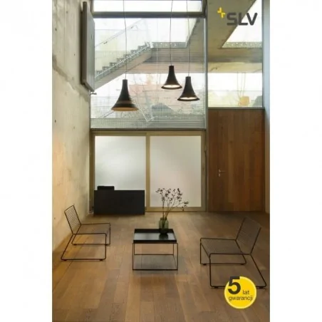 Lampy-sufitowe - wisząca lampa sufitowa bato 45 led czarna z mosiężnym pierścieniem slv 