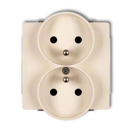 Gniazda-podwojne-podtynkowe - mechanizm gniazda podwójnego z uziemieniem beżowy 1dgpr-2z deco karlik 