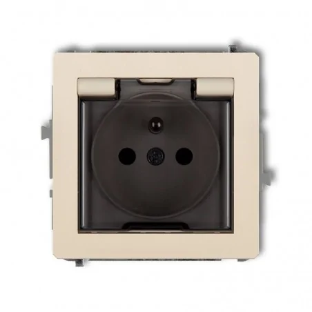 Gniazda-pojedyncze-podtynkowe - gniazdo pojedyncze z klapką dymną beżowe ip44 1dgpb-1zd deco karlik 