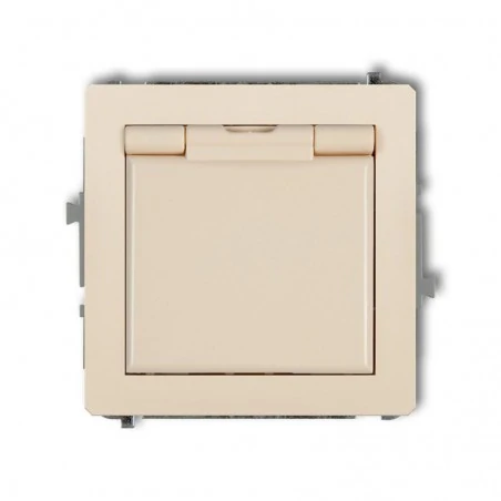 Gniazda-pojedyncze-podtynkowe - gniazdo bryzgoszczelne beżowe pojedyncze z uziemieniem 1dgpb-1z deco karlik 