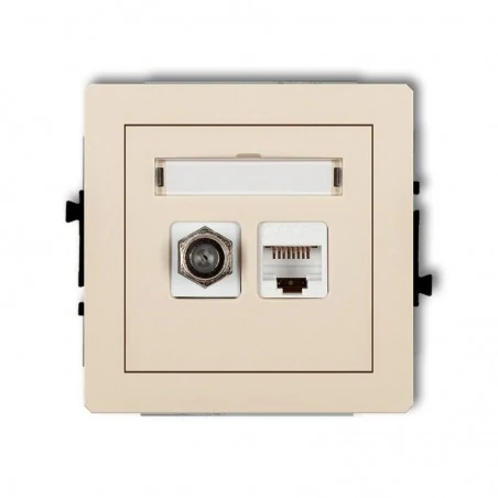 Gniazda-antenowe - gniazdo antenowe sat+komputerowe rj45 beżowe 1dgfk deco karlik 