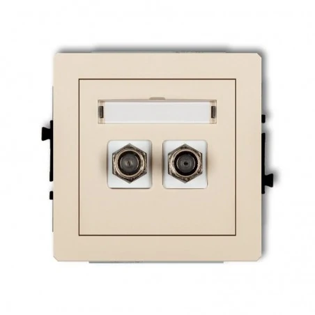 Gniazda-antenowe - podwójne gniazdo antenowe typu f beżowe 1dgf-2 deco karlik 