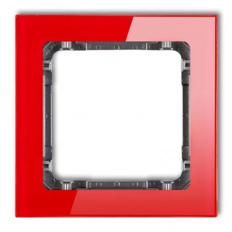 Ramki-pojedyncze - pojedyncza ramka instalacyjna czerwona/grafit z efektem szkła 17-11-drs-1 deco karlik 