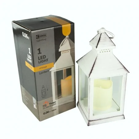 Dekoracje-swiateczne-led - lampion led świeczka biała latarenka 24cm vintage dclv01 emos 