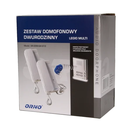 Dzwonki-i-domofony - dwurodzinny zestaw domofonowy z czytnikiem breloków podtynkowy legio multi or-dom-qh-912 orno 