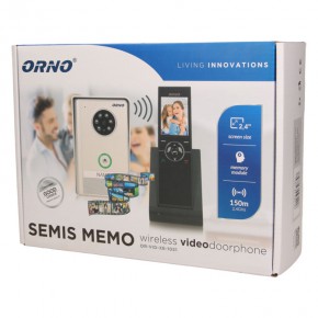 Wideodomofony - bezprzewodowy zestaw wideodomofonowy semis memo 2,4 or-vid-xe-1051/w orno 