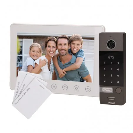 Wideodomofony - zestaw wideodomofonowy z szyfratorem i czytnikiem kart biały numerus 7 orno 