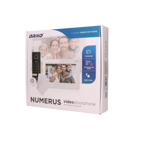 Wideodomofony - zestaw wideodomofonowy z szyfratorem i czytnikiem kart biały numerus 7 orno 