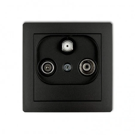 Gniazda-antenowe - czarne matowe gniazdo rtv-sat (2 wejścia antenowe) 12dgst deco karlik 