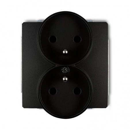 Gniazda-podwojne-podtynkowe - gniazdo podwójne czarne matowe z uziemieniem 12dgpr-2z deco karlik 