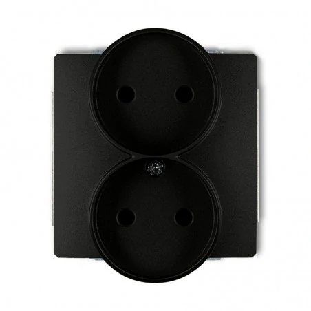 Gniazda-podwojne-podtynkowe - czarne matowe gniazdo podwójne bez uziemienia 12dgpr-2 deco karlik 